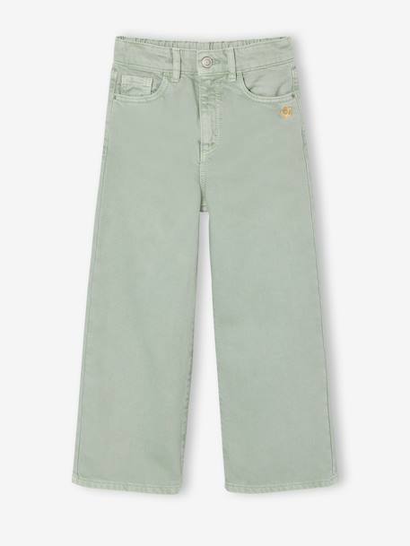 Wide-leg trousers in girls' colours green+grey blue+grey green+plum+rose 