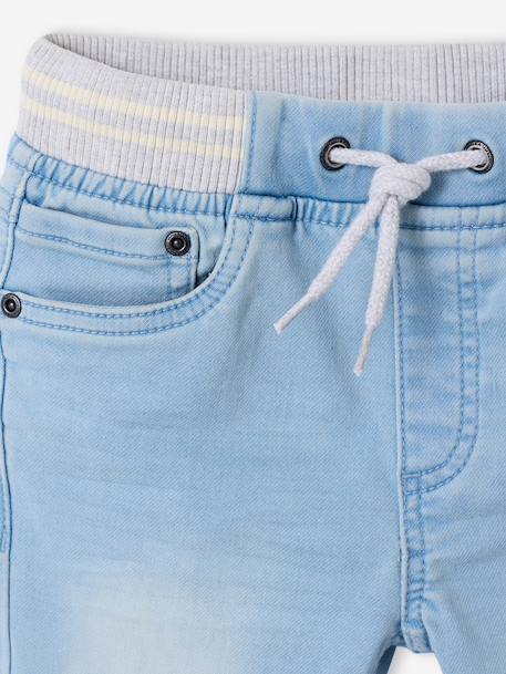 Straight Cut Denim-Effect Fleece Trousers, for Boys BLACK DARK SOLID+bleached denim+BLUE MEDIUM TWO COLOR/MULTICOL+BLUE MEDIUM WASCHED+double stone+Grey Denim 