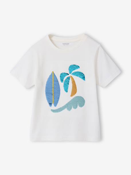 Basics T-Shirt with Reversible Sequins for Boys aqua green+ecru+night blue+ocean blue+white 
