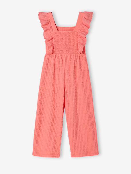 Girl's ruffled jumpsuit coral 