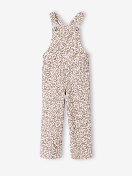 Girl's dungaree with floral print ecru 