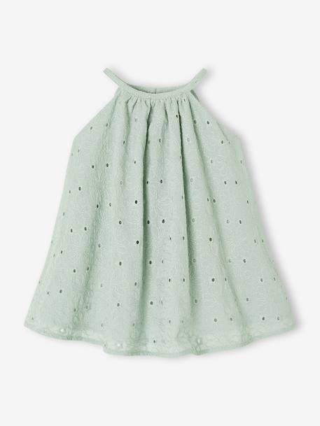 Broderie Anglaise Dress with Matching Accessory sage green 