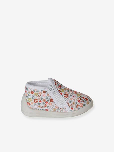 Canvas Slippers with Zip, for Babies pale pink+printed beige+printed pink+printed white 