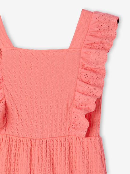 Girl's ruffled jumpsuit coral 