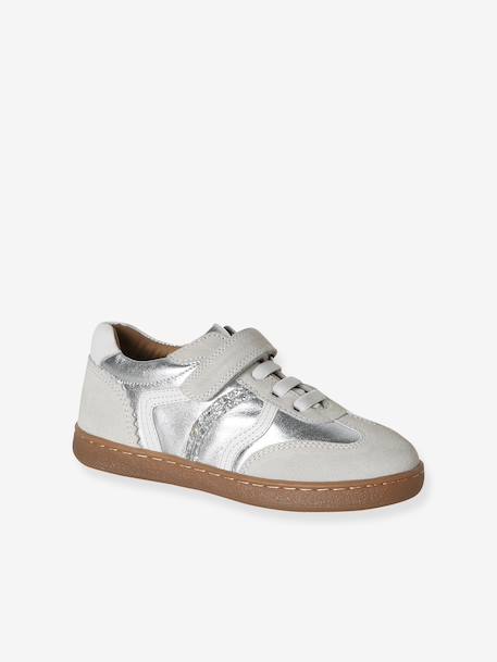 Girls' low-cut leather trainers silver 