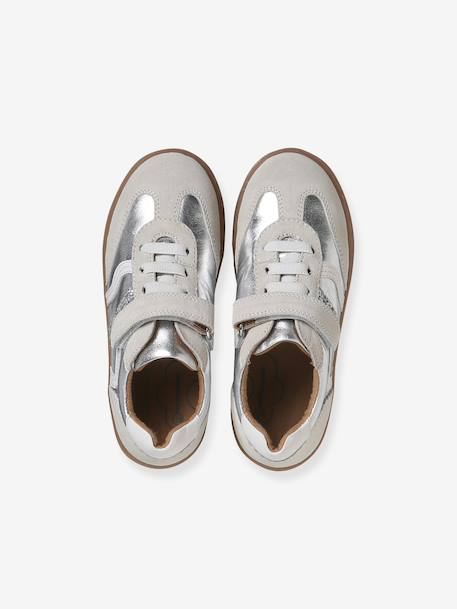 Girls' low-cut leather trainers silver 