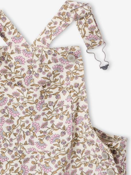 Girl's dungaree with floral print ecru 