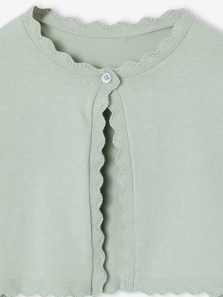 Bolero with Practical Opening for Girls sage green+white 