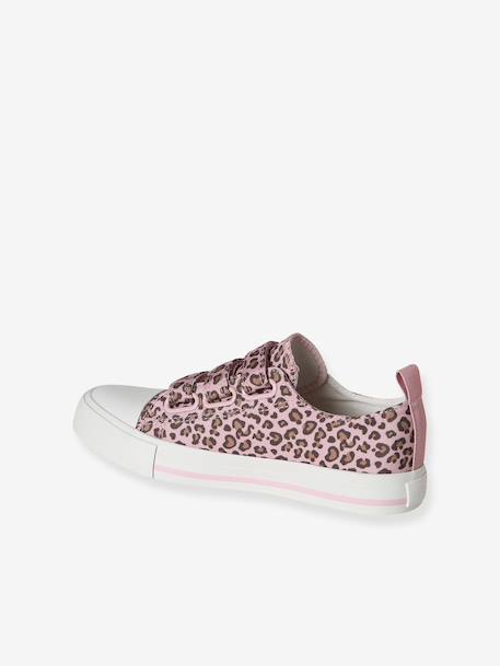 Printed Canvas Trainers with Hook-and-Loop Straps for Children printed beige+printed pink 