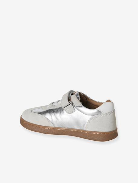 Girls' low-cut leather trainers silver 