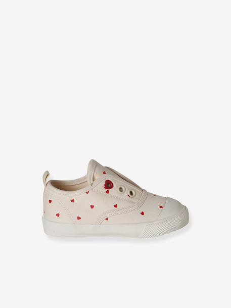Elasticated Canvas Trainers for Babies printed beige+printed pink 