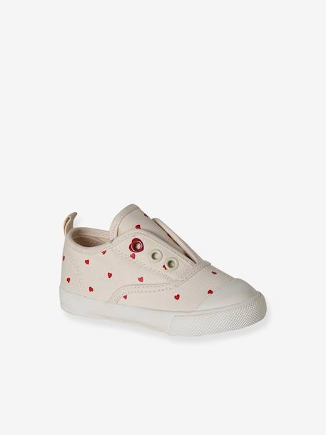 Elasticated Canvas Trainers for Babies printed beige+printed pink 