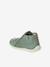 Soft leather baby slippers with zip brown+sage green 