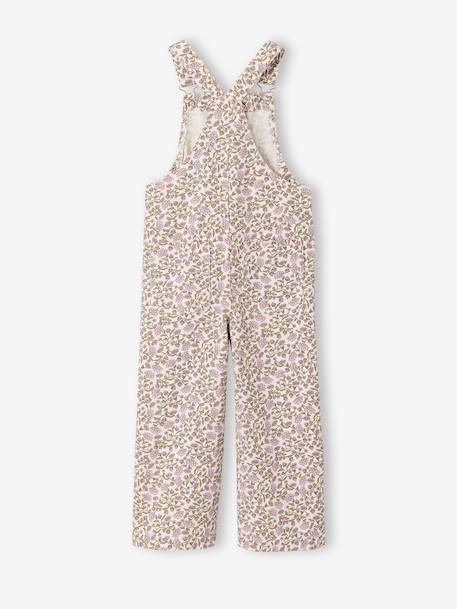 Girl's dungaree with floral print ecru 