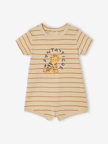 Baby jersey playsuit ecru+peacock blue 