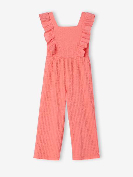 Girl's ruffled jumpsuit coral 
