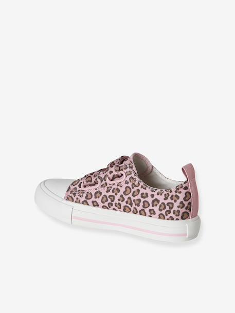 Printed Canvas Trainers with Hook-and-Loop Straps for Children, Designed for Autonomy printed beige+printed pink 