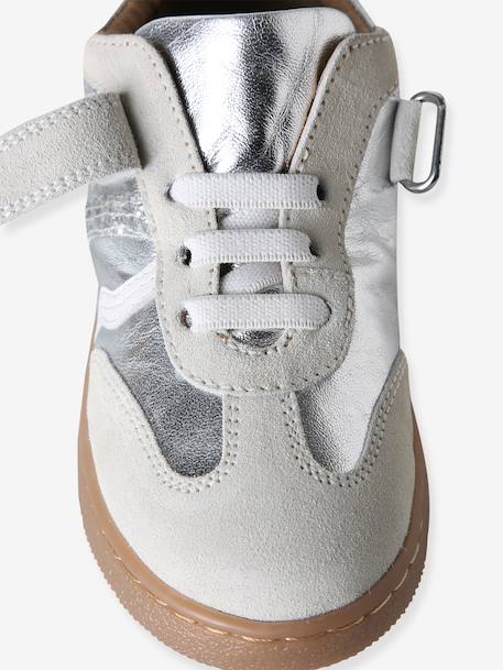 Girls' low-cut leather trainers silver 