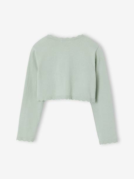 Bolero with Practical Opening for Girls sage green+white 