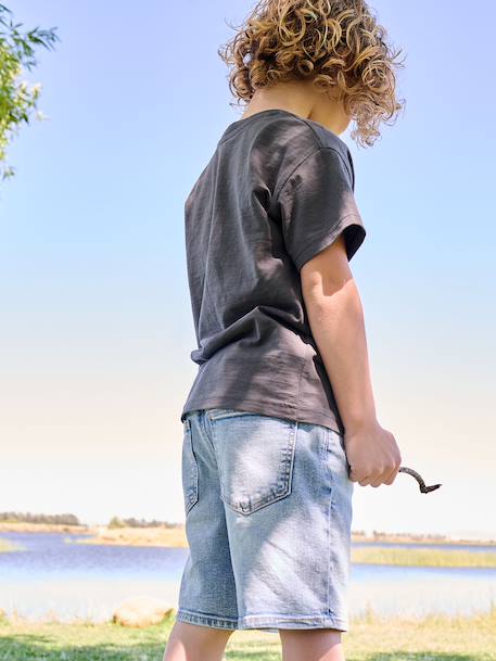 Boy's adjustable waist denim bermuda shorts double stone+stone 
