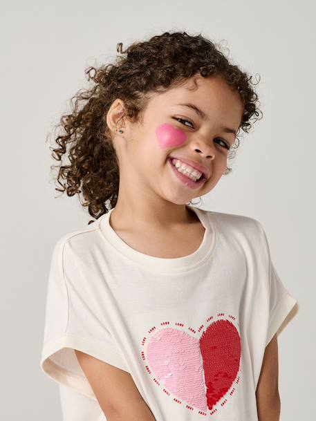 T-Shirt with Sequinned Motif, for Girls aqua green+ecru+lilac 