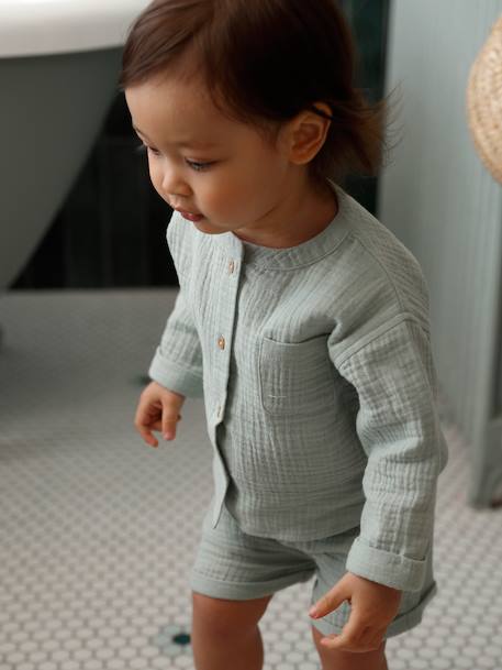 Set of 3-piece shorts for baby boys aqua green 