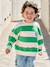 Striped boy's sweatshirt with placed motif pistachio+striped yellow 