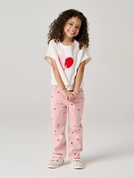 T-Shirt with Sequinned Motif, for Girls aqua green+ecru+lilac 