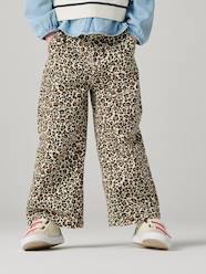 Girls-Wide-leg paperbag leopard print trousers for girls 
