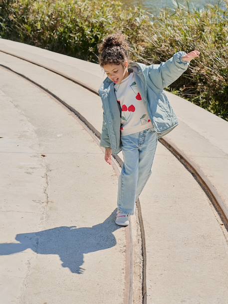 Girl's embroidered lightweight jacket grey green+hazel 