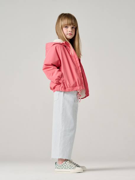 Girls' cotton bermuda shorts striped blue 