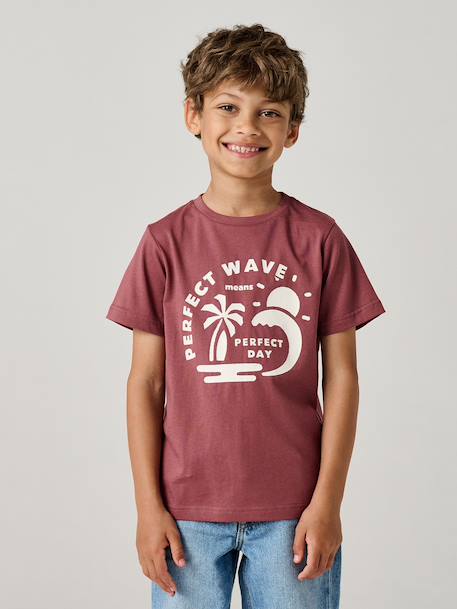 Printed boy's t-shirt aqua green+marl white+medium blue+mint green+ochre+olive+terracotta 