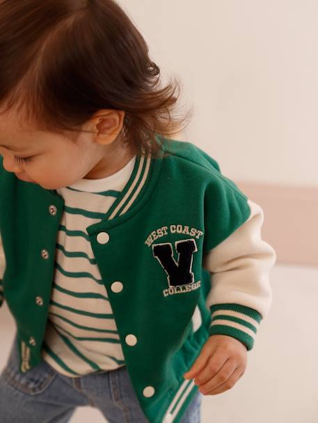 College-Style Jacket in Fleece for Babies green 