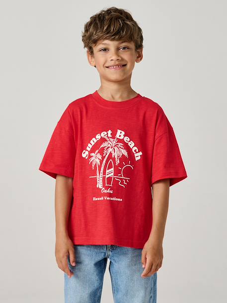 Printed boy's t-shirt English green+red 