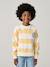 Striped boy's sweatshirt with placed motif pistachio+striped yellow 