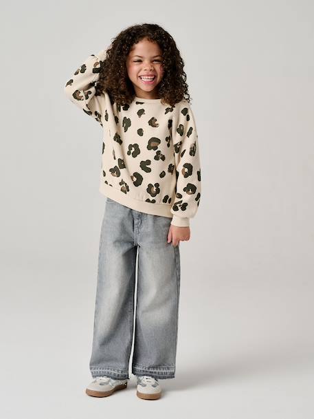 Sweatshirt with Fancy Motifs for Girls printed beige+printed white+rose+vanilla 