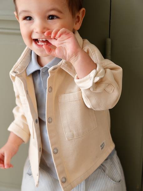 Shirt with Press Studs for Babies sandy beige+taupe 