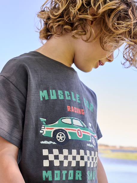 Boy's short-sleeved t-shirt anthracite+sky blue 
