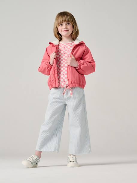 Sherpa-Lined Hooded Windcheater for Girls navy blue+rose 