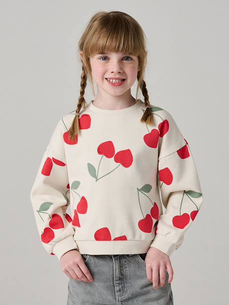 Sweatshirt with Fancy Motifs for Girls printed beige+printed white+rose+vanilla 