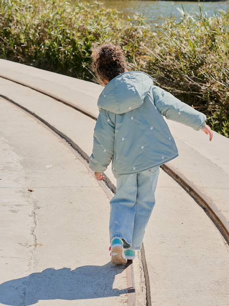 Girl's embroidered lightweight jacket grey green+hazel 