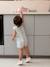 Girls' cotton playsuit striped blue 