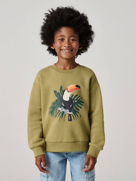 Boys’ Brushed Fleece Sweatshirt night blue+olive 