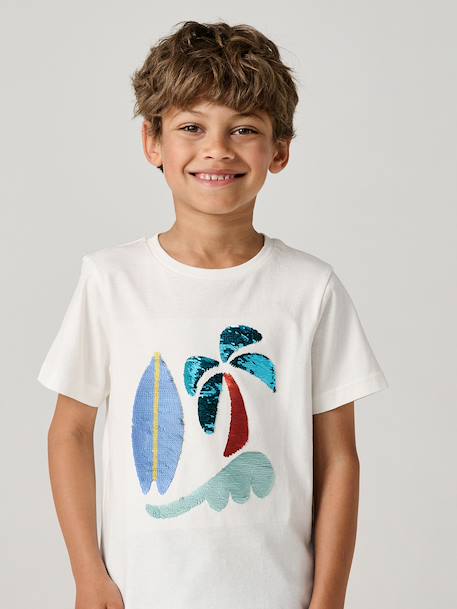 Basics T-Shirt with Reversible Sequins for Boys aqua green+ecru+night blue+ocean blue+white 