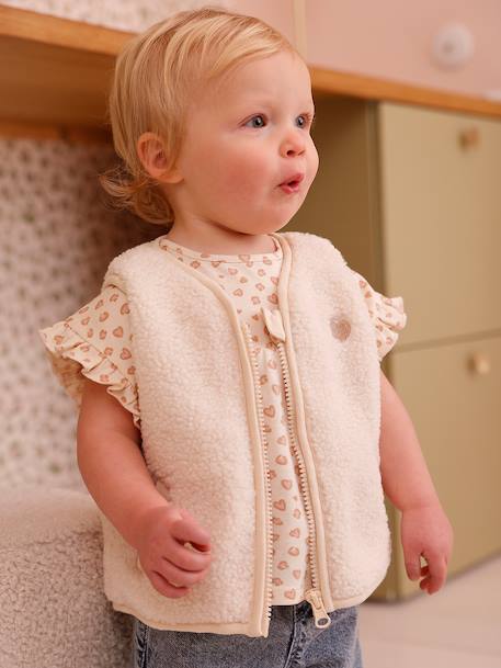 Rain coat 3-in-1 for baby girls with leopard print ecru 