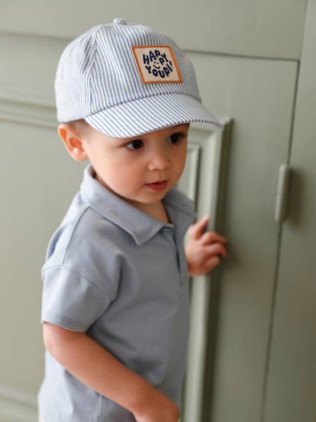 'Happy Youpi' Cap for Babies striped blue 