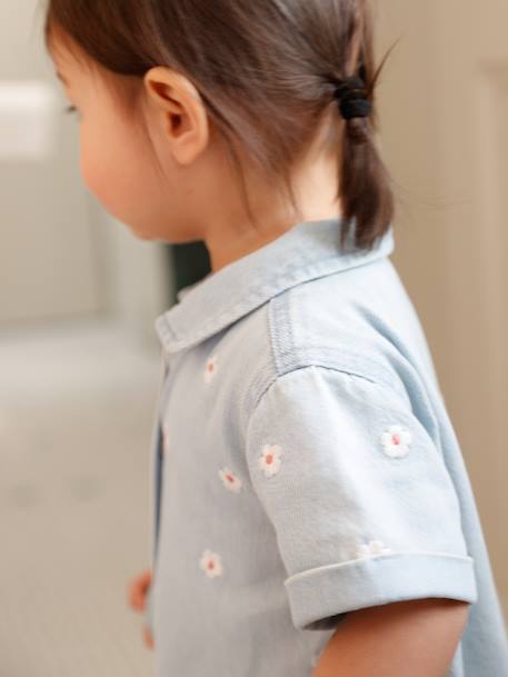 Girl's denim playsuit bleached denim 