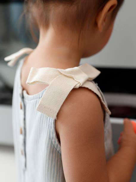Girls' cotton playsuit striped blue 