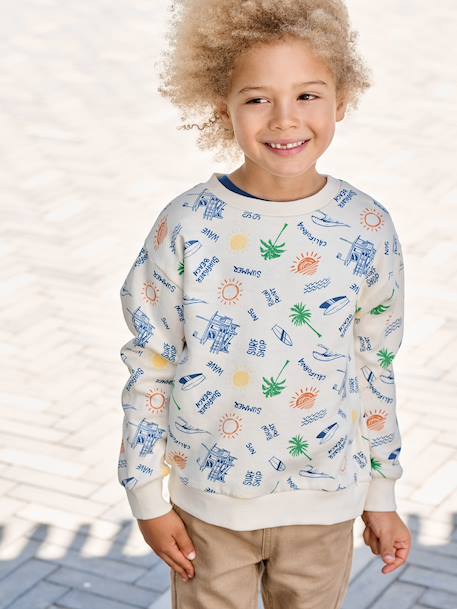 Round-neck sweatshirt for boys ecru 