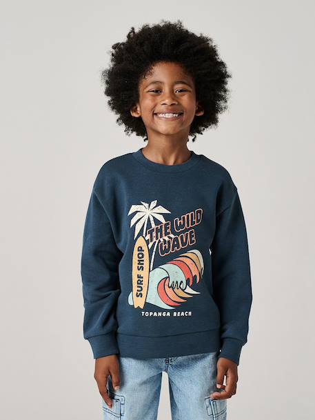 Boys’ Brushed Fleece Sweatshirt night blue+olive 